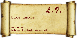 Lics Imola névjegykártya